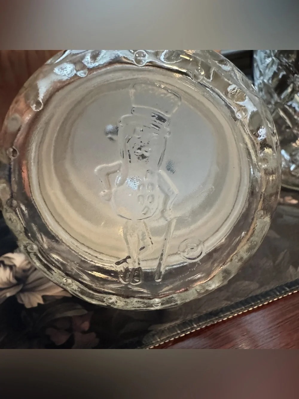 Vintage 1984 Planters‎ Mr Peanut Glass Jar Pair Diamond Cut Canister Set